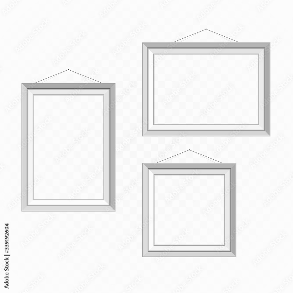 Poster realistic empty photo frame templates, isolated on transparent background. white, blank picture fram