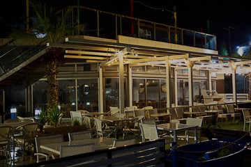 lonely empty restaurant at night