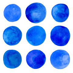 blue watercolor circles set