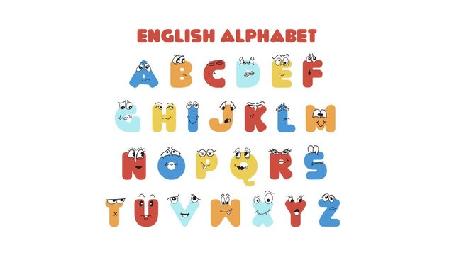 Animated English alphabet for kids. Typography animation. Use it for kids home education, kindergarten, preschool, school.  Stock video footage