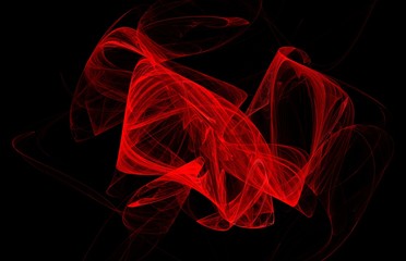 Black red black abstract fractal in modern style on black background. Abstract geometric paper background