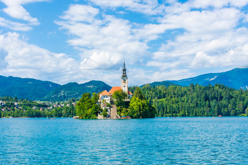 Church on the island of Lake Bled, Slovenia