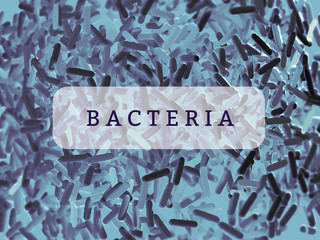 Bacteria of the microbiome. Microscopic image of gut bacteria. 3D illustration.
