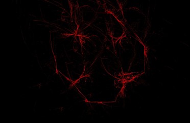 Black red black abstract fractal in modern style on black background. Abstract geometric paper background