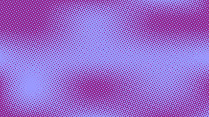 Violet pop art background with halftone dots in retro comic style, template for design.