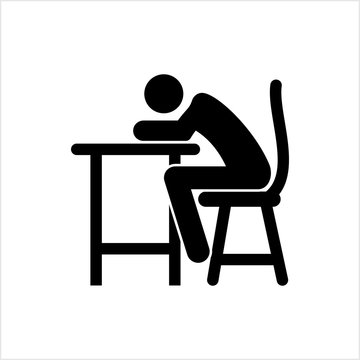 recommend clip art: Man Asleep At Desk Icon, Man Slipping At Office Desk, Worker Asleep At His Desk