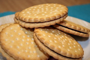 Delicious wafer with chocolate filling.