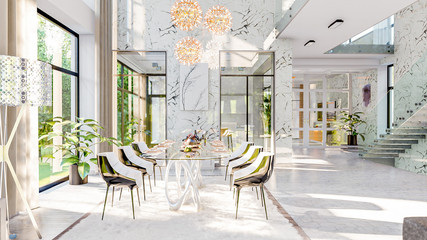 living room interior 3d illustration