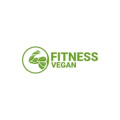vegan fitness logo design icon vector