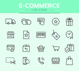 Conjunto de ícones de e-commerce para infográficos ou websites