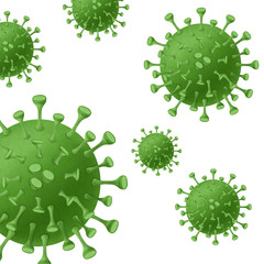 Seamless Pattern Bacteria Covid-19. Isolated Corona Virus Bacteria on the White  Background.