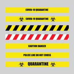 Quarantine stripe, police line boarder. Caution line
