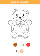 Coloring page with cute cartoon teddy bear.