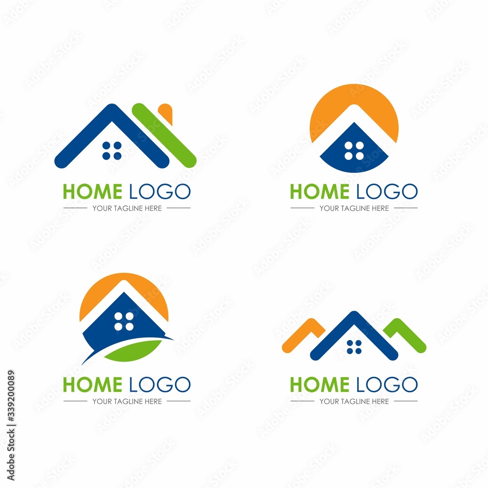 Poster set of simple home building logo icon design template vector