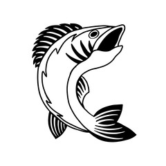 Fish logo template. Round sign . Vector logotype