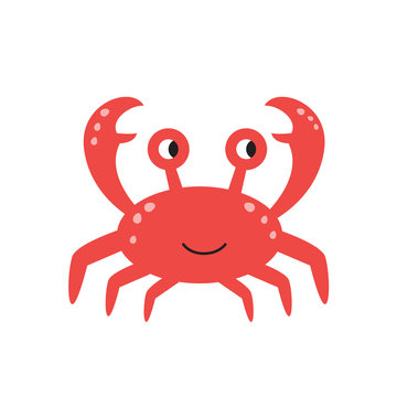 Isolated vector picture of cute cartoon crab.