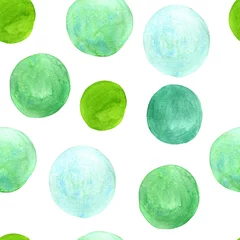Afwasbaar behang naadloos patroon met turquoise aquarel cirkels © ARTvektor