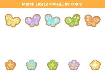 Match Easter flowers and butterflies by colors.