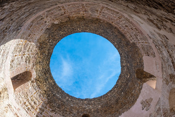 Hole in the roman ruins of the Diocletian Palace, Split, Croatia