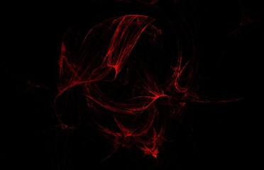 Black red black abstract fractal in modern style on black background. Abstract geometric paper background