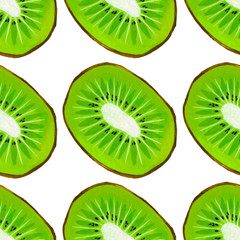 Fototapeta premium Watercolor kiwi fruit seamless pattern