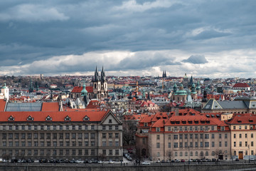 Fototapeta na wymiar Scenic aerial panorama of the Old Town architecture in Prague, Czech Republic.