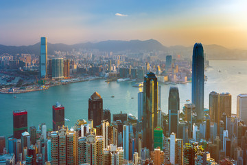 Hong Kong city, amezing skyline from Victoria peak, China