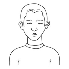 Vector Outline Avatar - Young Asian Man.