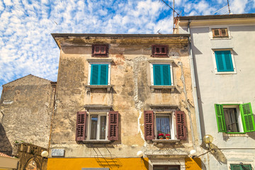 Fototapeta premium Architecture of buildings in the center of Porec town, Croatia, Europe.