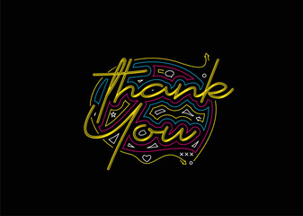 Thank You Calligraphic 3d Style Text Vector illustration Design.
