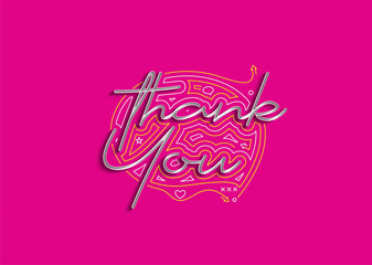 Thank You Calligraphic 3d Style Text Vector illustration Design.
