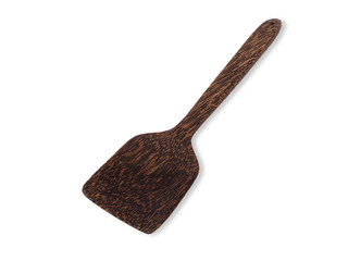 Wooden spatula ,Kitchen utensils Isolated on white background.