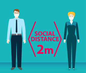 Social Distance, People keeping distance for infection risk and disease, wearing a surgical protective Medical mask for prevent virus Covid-19. Health care concept. EPS10.
