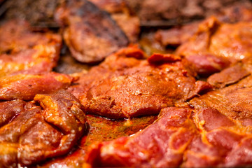 Freshly baked pork served on the market.