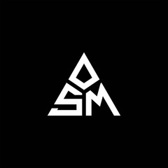 SM monogram logo with 3 pieces shape isolated on triangle