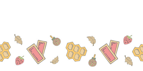 Seamless banner with doodle elements.