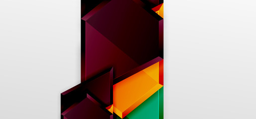 Metal glossy shiny geometric shapes with 3d effect composition. Techno futuristic vector abstract background For Wallpaper, Banner, Background, Card, Book Illustration, landing page