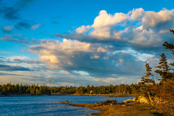 Beautiful coastal ocean shoreline scenery at the Atlantic Coast of Canada.