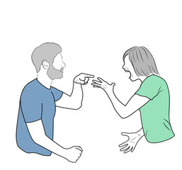 man and woman are arguing. conflict in the family. vector illustration.