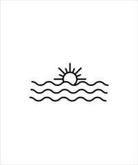 sun with sea line icon,sunrise line icon,vector best line icon.