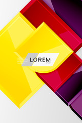 Glossy glass squares with round elements geometric composition. Abstract geometric background with 3d effect composition For Wallpaper, Banner, Background, Card, Book Illustration, landing page