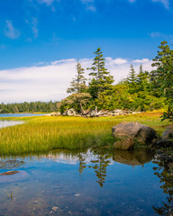 Beautiful coastal ocean shoreline scenery at the Atlantic Coast of Canada.