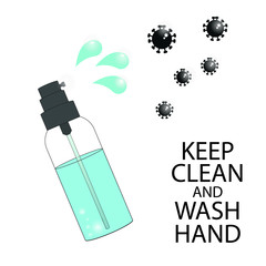Cartoon graphic design of Alcohol gel for hand washing campaign in Covid19 virus world deflected situation. Always hygiene by wash hand with alcohol gel