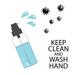 Cartoon graphic design of Alcohol gel for hand washing campaign in Covid19 virus world deflected situation. Always hygiene by wash hand with alcohol gel