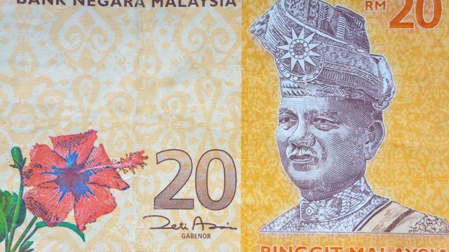 Malaysia Ringgit MYR or Malaysia Ringgit Cash Banknotes macro view and Stop Motion. Concept Business Concept. Stop Motion