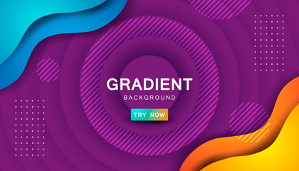 Blue and orange fluid color background. Dynamic shape element vector illustration.