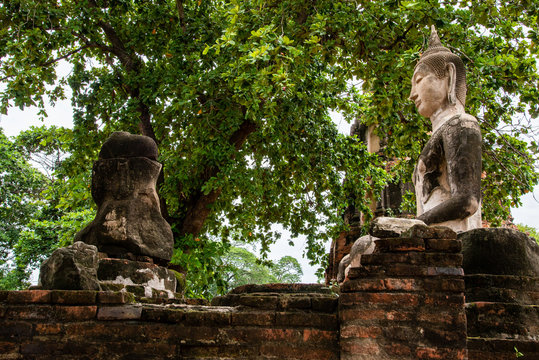 old brick and old buddha image