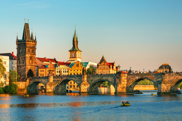 Obraz na płótnie Canvas Prague - amazing view on old town, Charles bridge and Vltava river, Czech Republic 