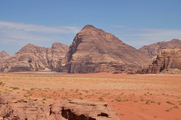 red rocks in the desert of Wadi Rum Jordan