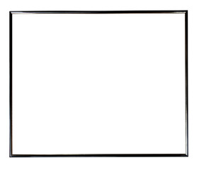 Thin horizontal black classic frame with gold border for text, pictures, photos, images isolated on a white background, mourning